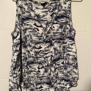 Torrid Navy and White Palm Print Tank Top